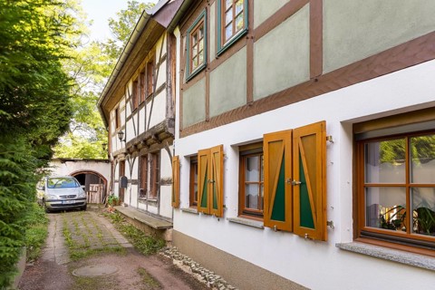 Dyers' houses on the Freiberger Mulde, Döbeln, Saxony, Germany, Europe