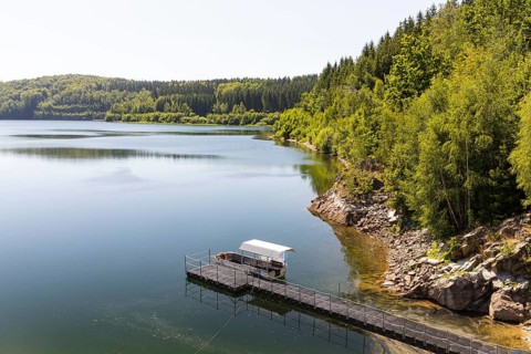 Jetty at the Lichtenberg dam, Erzgebirge, Saxony, Germany, Europe