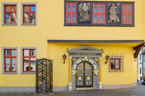 Historic monument Haus Zum Sonneborn, now used as a wedding house and registry office, in the
