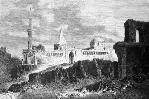 Ruins near Konya, Central Anatolia, mosque, minaret, domed building, cityscape, travelling in Asia,