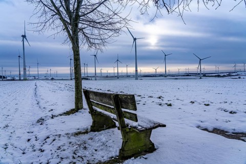Wind farm, north of Lichtenau, self-proclaimed energy town, over 190 wind turbines and over 1200