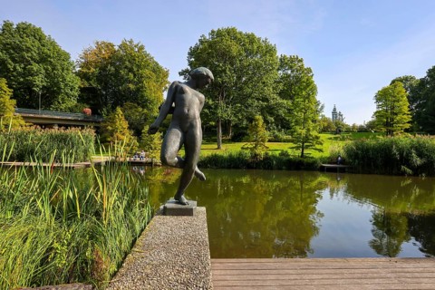 Essen, North Rhine-Westphalia, Germany - Grugapark, a park in Essen, emerged from the first Great