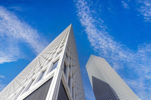 Israel, Tel Aviv financial business district skyline with and high tech offices, Asia