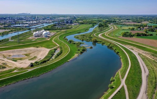 Haltern-Marl, North Rhine-Westphalia, Germany, Lippe, Flood protection in the