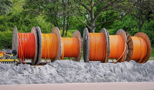 Duisburg, North Rhine-Westphalia, Germany, Internet broadband expansion, construction site for