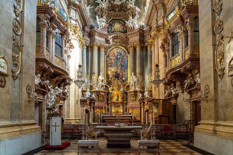 Altar of the baroque St Peter's Church in Vienna, Austria, Europe