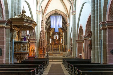 Interior of St Peter's Cathedral, Fritzlar, Schwalm-Eder district, Hesse, Germany, Europe