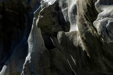 Rocks, granite rock structures in the Maggia River near Ponte Brolla, in the Maggia Valley, Valle