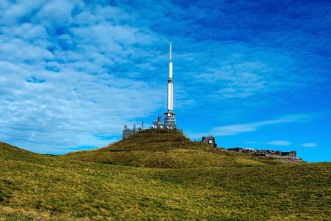 Auvergne Volcanoes Regional Natural Park.TDF antenna at the top of Puy de Dome, Puy de Dome