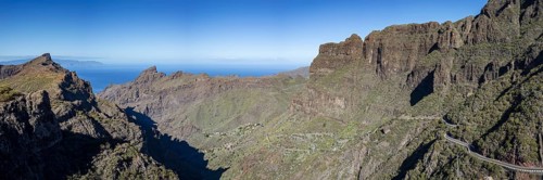 The mountain village of Masca surrounded by volcanic rock formations and the Masca Gorge, Barranco