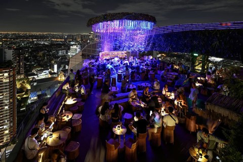 Tichuca Rooftop Bar, nicknamed Jellyfish Bar, in the T-One Building on Sukhumvit Road, Phra Khanong