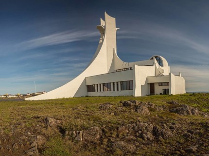 Stykkisholmur Church, built in 1980. Located in the town of Stykkisholmur in western Iceland, on