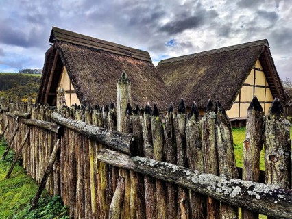 Reconstructed Celtic hilltop settlement Altburg, Bundenbach, Birkenfeld district, Hunsrück,