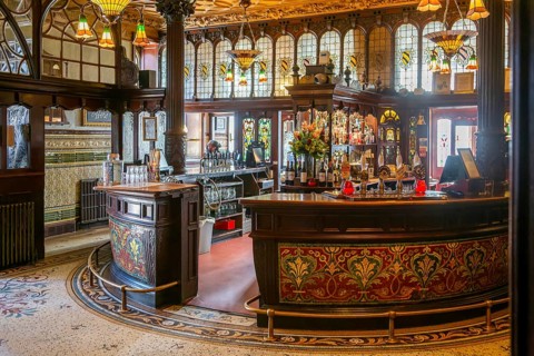 Grade 1 listed interior of the Philharmonic Dining Rooms public house, Hope Street, Liverpool,