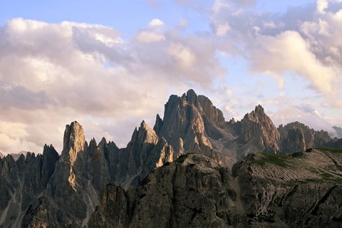Beautiful mountains view from the Tre Cime di Lavaredo area in summer, Dolomites, South Tyrol,