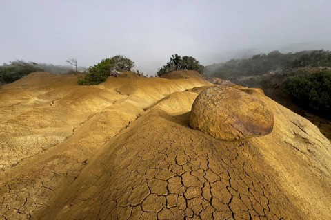 Yellow soil and rocks, erosion, near Arguamul, La Gomera, Canary Islands, Spain, Europe