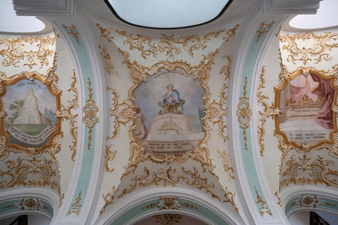 Rococo vault with ceiling painting, Maria Brünnlein pilgrimage basilica in Rococo style built