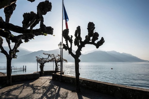 Lake promenade, morning mood, spring, Menaggio, Como province, Lake Como, Lago di Como, Lombardy,