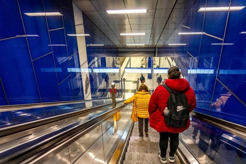 Modern underground station of the Wehrhahn line, Schadowstraße, 6 new stations, opened in 2016, of
