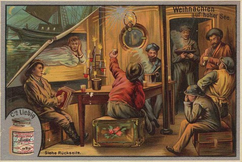 Picture series famous Christmas, on the high seas, Liebig picture, digitally restored reproduction