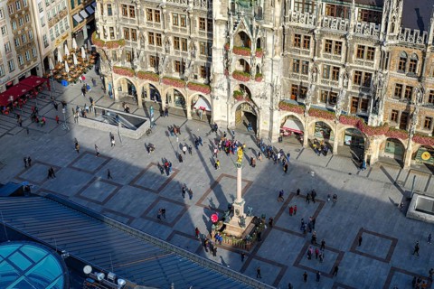 New Town Hall and Marienplatz with Mariensäule, Munich, Bavaria, Germany, for editorial use only,