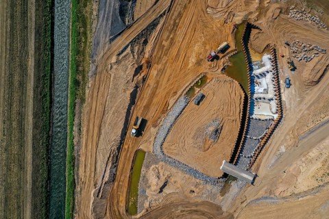 Dinslaken, Voerde, North Rhine-Westphalia, Germany, Emscher estuary into the Rhine. Construction