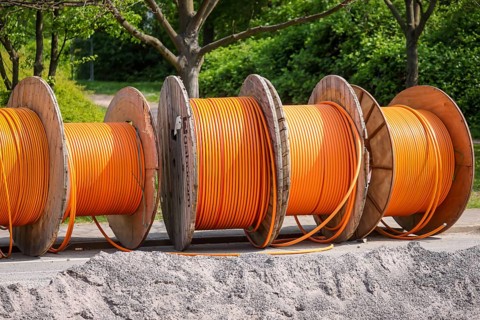 Duisburg, North Rhine-Westphalia, Germany, Internet broadband expansion, construction site for