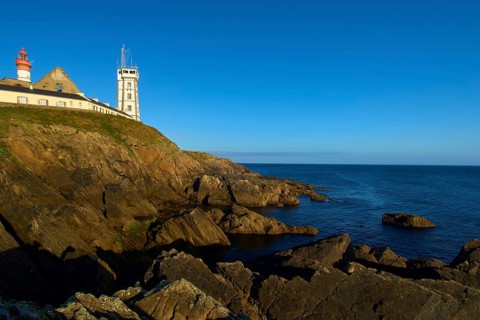 Phare de Saint Mathieu, lighthouse with monastery ruins, Saint Mathieu, Plougonvelin Department
