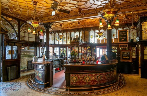 Grade 1 listed interior of the Philharmonic Dining Rooms public house, Hope Street, Liverpool,