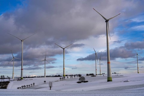 Wind farm, north of Lichtenau, self-proclaimed energy town, over 190 wind turbines and over 1200