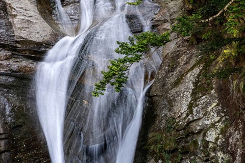 Waterfall near Sonogno, Verzasca Valley, Valle Verzasca, Canton Ticino, Switzerland, Europe