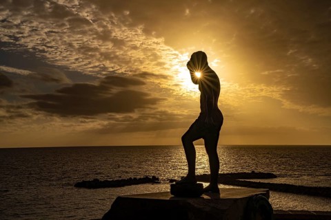Monument at the Mirador Javier Pérez Ramos at Playa del Duque, Costa Adeje, Tenerife, Canary