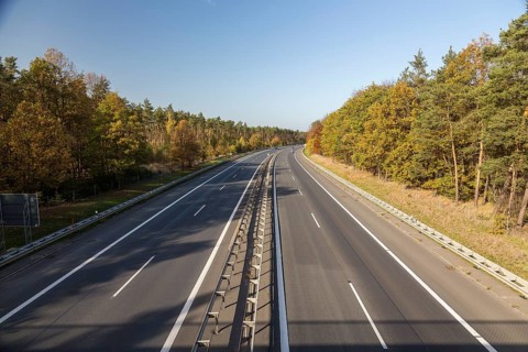 Hardly any traffic on the A13 Berlin Dresden motorway, near Radeburg, Saxony, Germany, Europe
