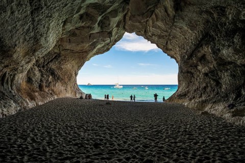 Cave and beach, Cala Luna, Gulf of Orosei National Park, Parco Nazionale del Gennargentu e del