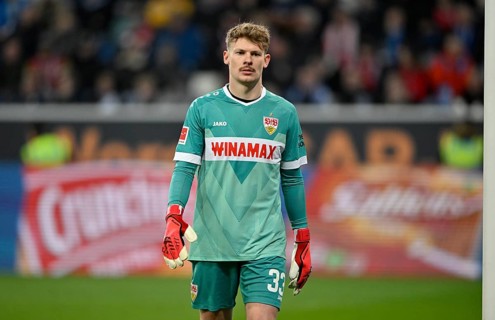 Goalkeeper Alexander Nübel VfB Stuttgart (33) PreZero Arena, Sinsheim, Baden-Württemberg, Germany,