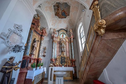 Side altar of the parish church of St. John the Baptist, built in 1475 as a Gothic church,