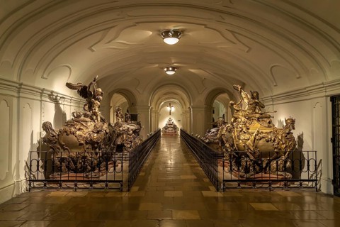 Sarcophagi in the Capuchin Crypt in Vienna, Austria, Europe