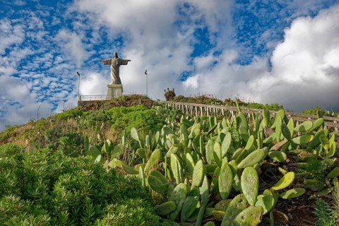 Statue of Christ, Statue of Cristo Rei, Ponta do Garajau viewpoint, cliffs, tourist attraction,