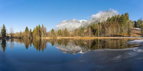 Marsh pond near Oberstdorf, behind it Rubihorn, 1957m, Gaisalphorn, 1953m, and Schattenberg, 1845m,