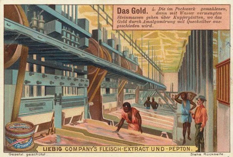 Picture series The gold, the stone masses ground and mixed with water in the panning mill pass over