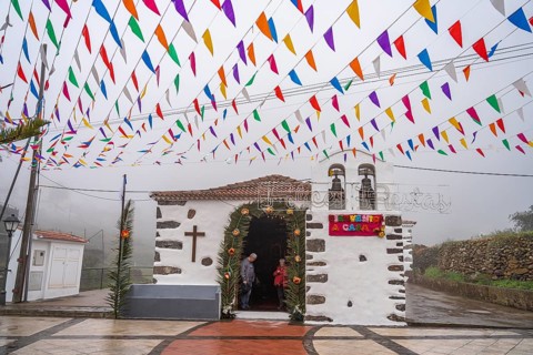 The Parroquia Nuestra Señora de la Salud church decorated for the Bajada in Arure, La Gomera,