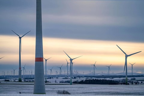 Wind farm, north of Lichtenau, self-proclaimed energy town, over 190 wind turbines and over 1200