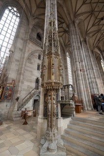 Late Gothic sacrament house in the late Gothic hall church of St George, Dinkelsbühl, Bavaria,