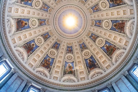 Dome of Frederik's Church or Marble Church, Copenhagen, Denmark, Europe