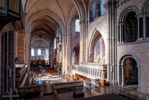 Interior view of Trier Cathedral. UNESCO World Heritage Roman monuments, St Peter's Cathedral and