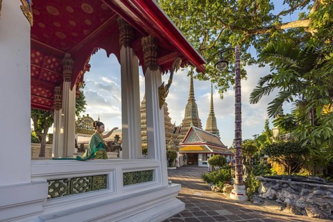Wat Pho Temple is Bangkok's oldest Buddhist monastery near the Grand Palace. Four chedis are among