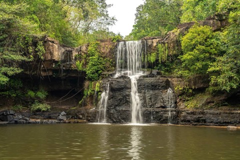 Klong Chao waterfall on the island of Ko Kut or Koh Kood in the Gulf of Thailand