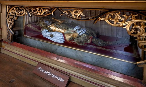Catacomb saint from Rome, St Aurelius, in the late Gothic church of St George, Dinkelsbühl,