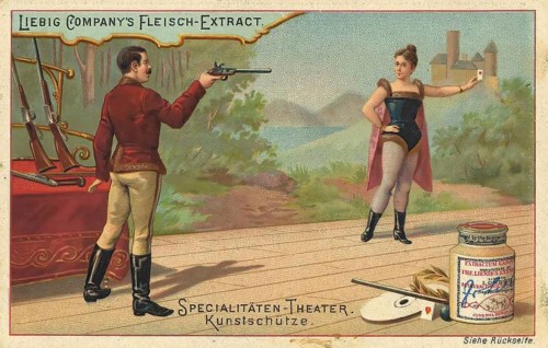 Picture series specialities theatre, art shooter, Liebig picture, digitally restored reproduction