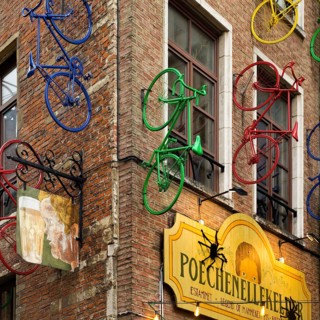 Exterior facade of the Poechenellekelder theatre puppet cellar, Brussels, Belgium, Europe